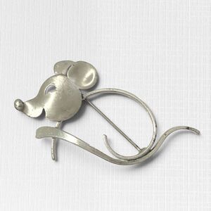 Vintage Beau Sterling Silver Mouse Brooch Pin Modernist Cutout 925 Jewelry